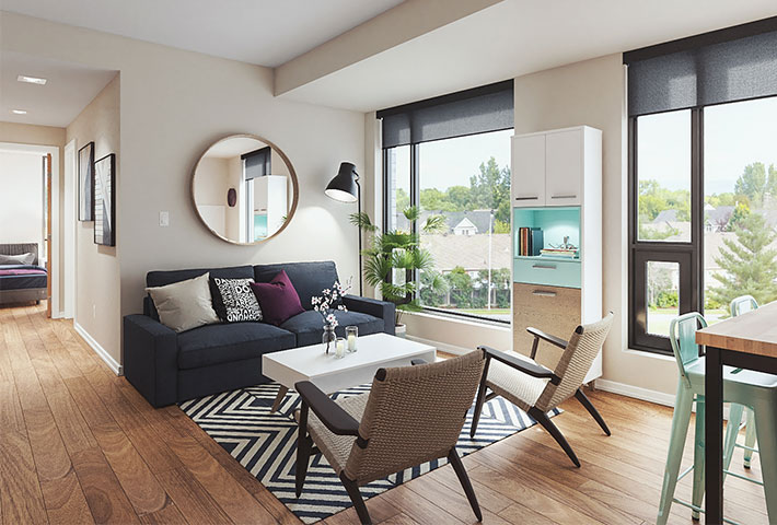 Interior view of apartment at 545 Rideau